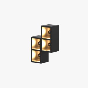 VER2354 Cube Square Metal/Glass Outdoor Wall Lamp, Black