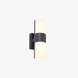VER2367 Cylindrical Metal/Acrylic Rotatable Outdoor Waterproof Wall Lamp, Black/White