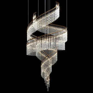 VER2347 Luxury Spiral LED Crystal Light Fixture with Length