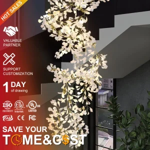 VER2350 Creative Gingko Glass Leaf Shape Pendant Light Home Villa Living Room Large Luxury Project Ceiling
