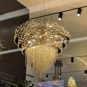 VER2351 Hotel Wedding Large High Staircase Led European Indoor Decoration Fixture Hotel Villa Church Luxury Crystal