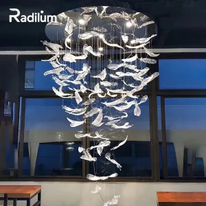 VER2334 Glass Feathers Flying Chandelier