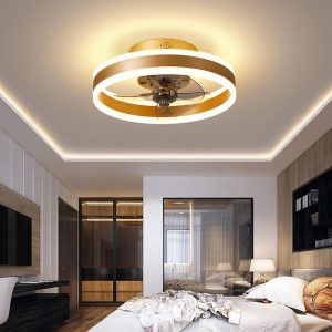 VER2381 16'' Circular Dimmable Modern Ceiling Fan Light Flush Mount LED
