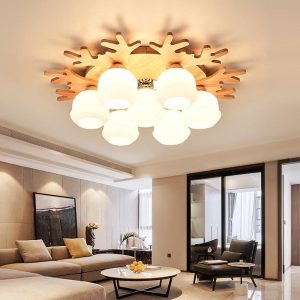 VER2385 Globes Cluster Modern Bamboo Glass LED Flush Mount