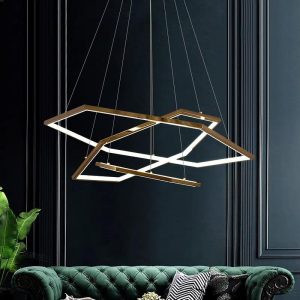 VER2394 Geometric Ring Electroplated Stainless Steel LED Modern